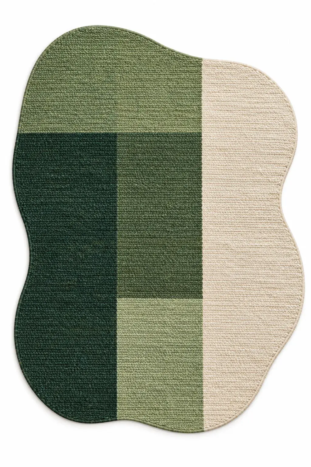 Close view of the Skein Rug in forest green showing its texture and detail