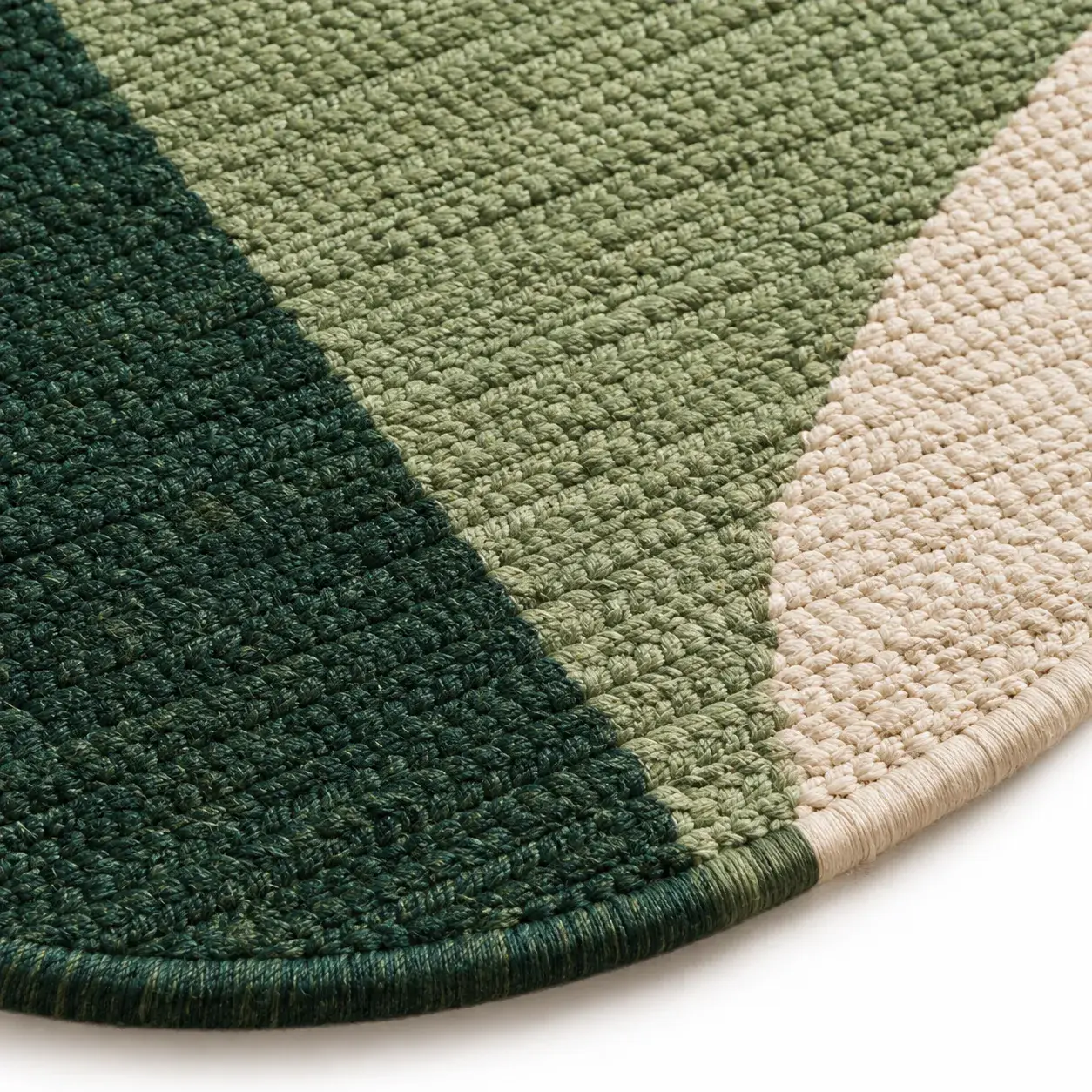 Skein Rug in forest green styled in a room, digitally rendered