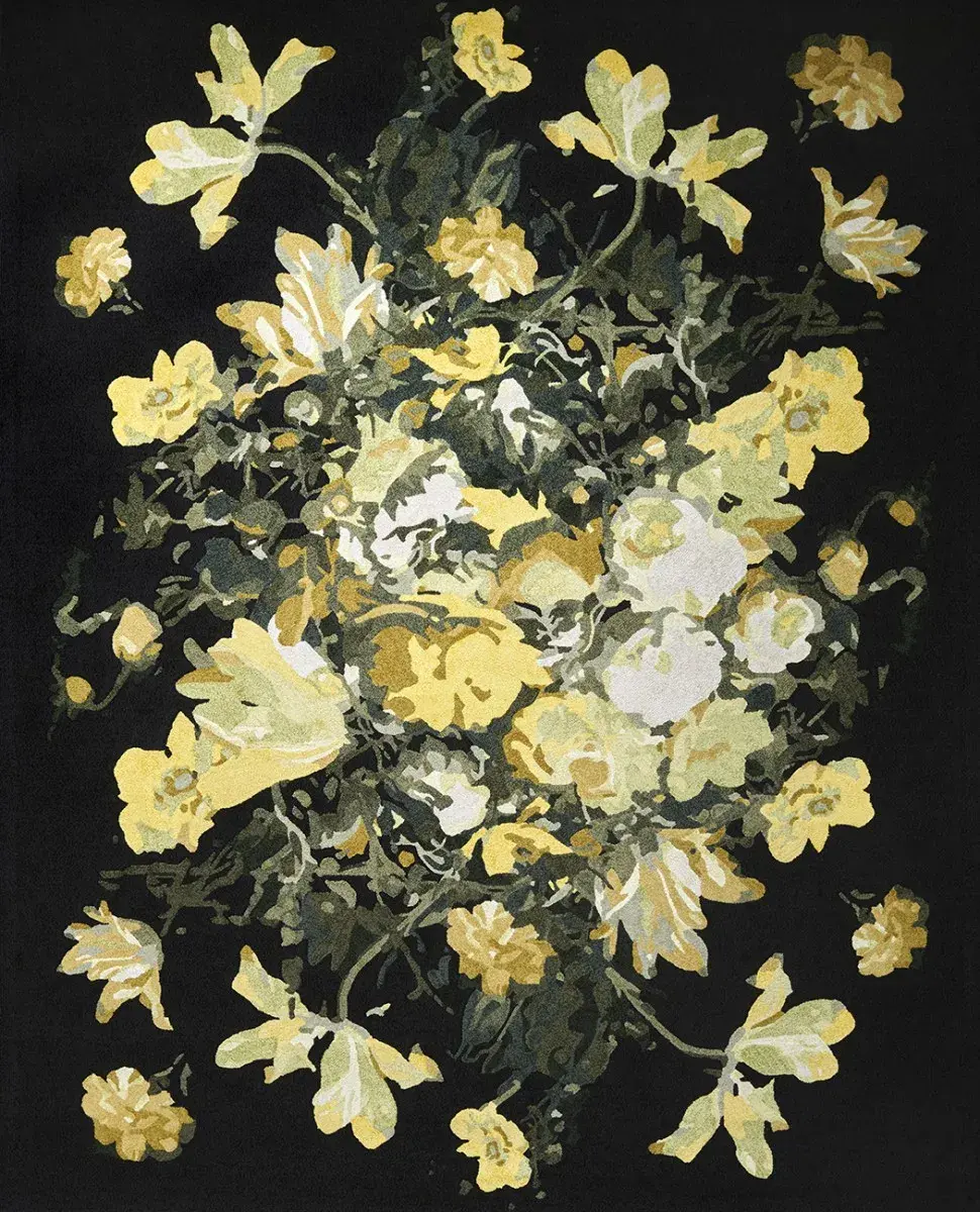 Soraya Rug, hand-tufted floral pattern rug, full view