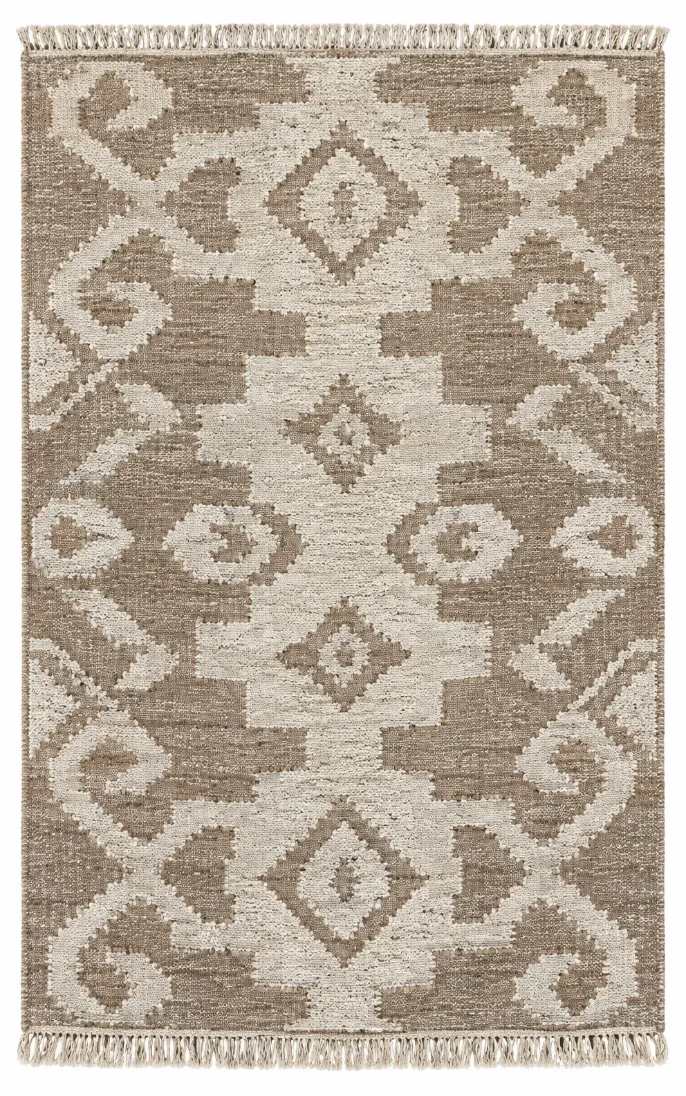 Stellan Rug, jute tribal pattern rug, full view
