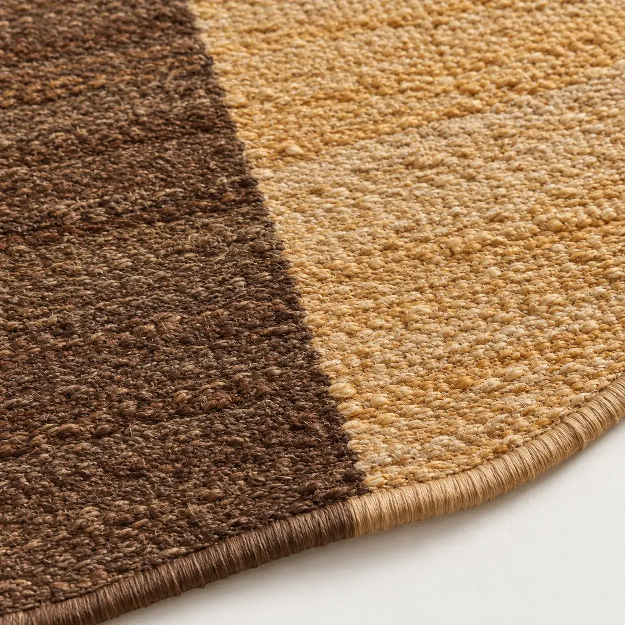 Valentina Rug in brown gold styled in a room, digitally rendered