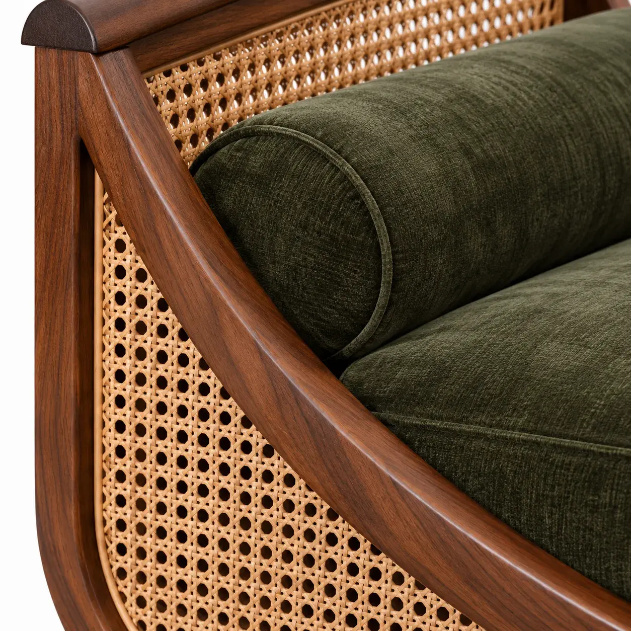 Close view of the Verona Daybed in green showing its texture and detail