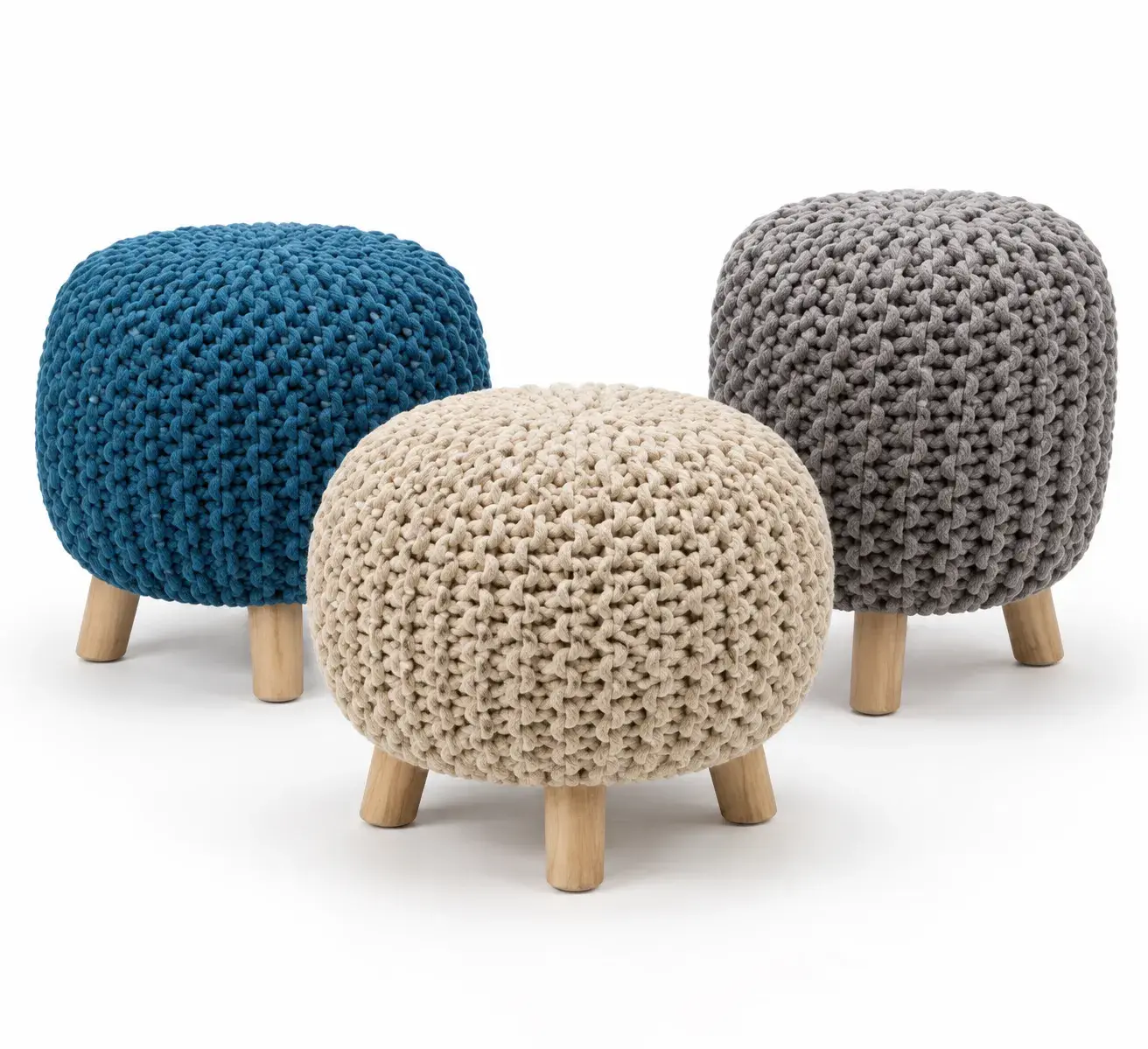 Close view of the Willa Pouf showing its texture and detail