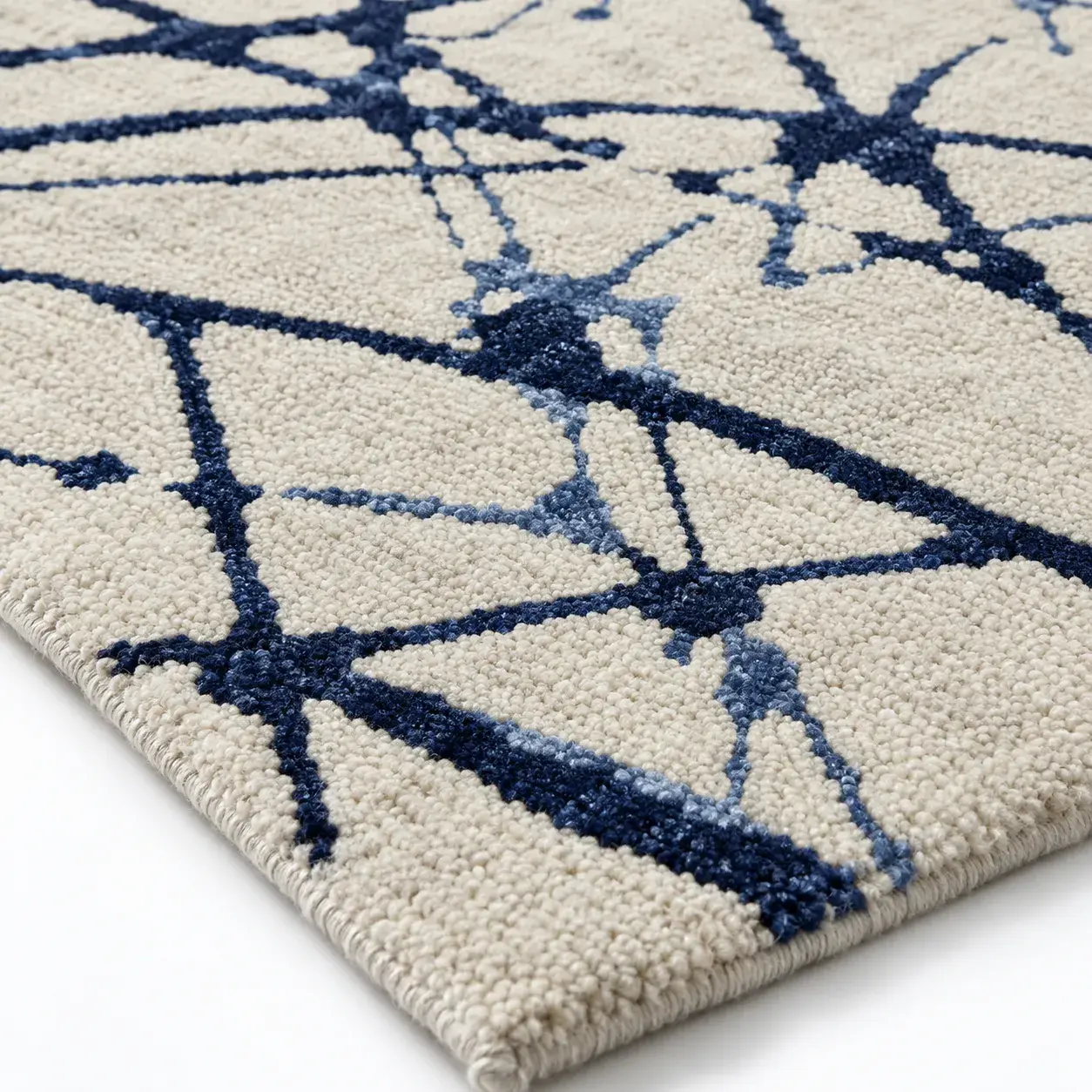 Close view of the Yara Rug in ivory blue showing its texture and detail