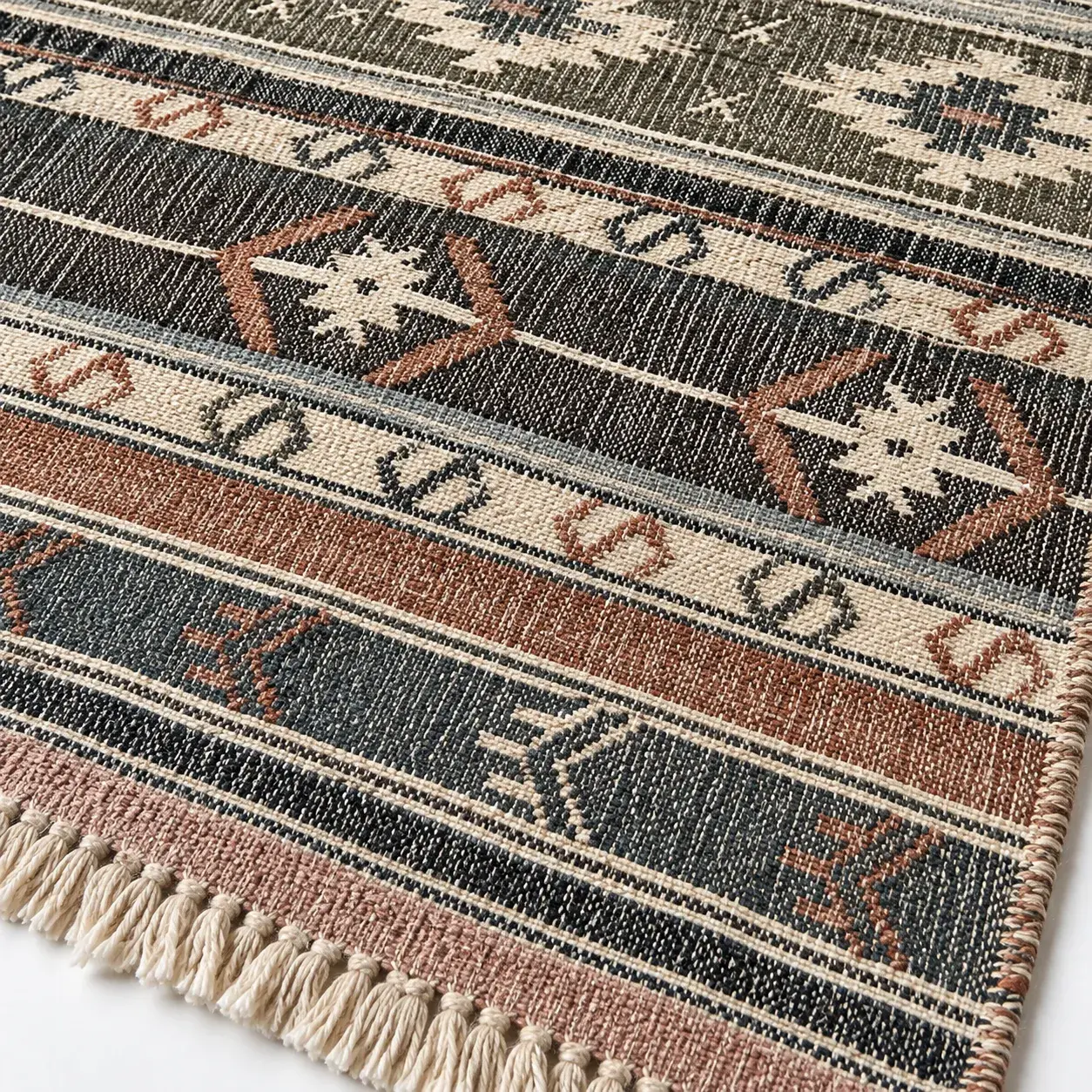 Close view of the Zaria Rug showing its texture and detail