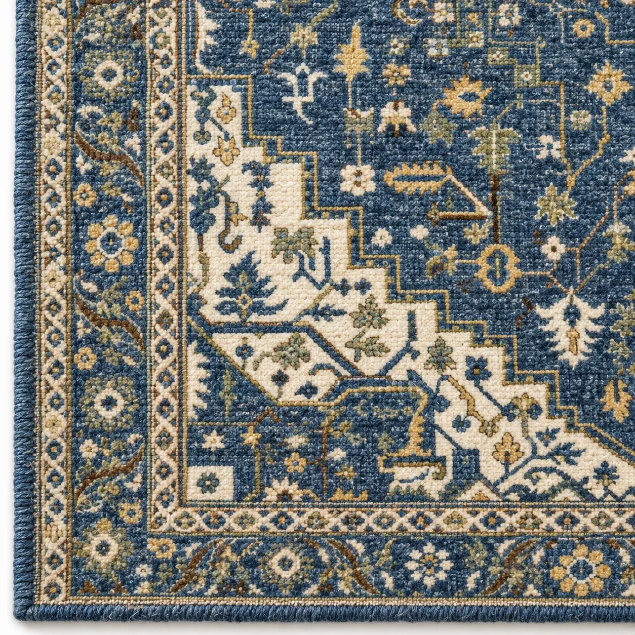 Zora Rug styled in a room, digitally rendered