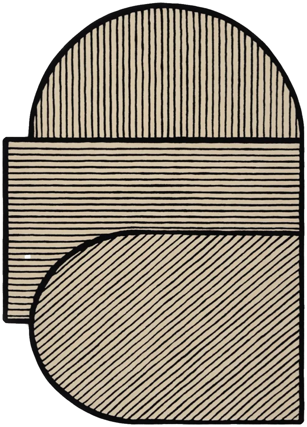 Aldo Rug, hand-tufted shaped pattern rug, full view