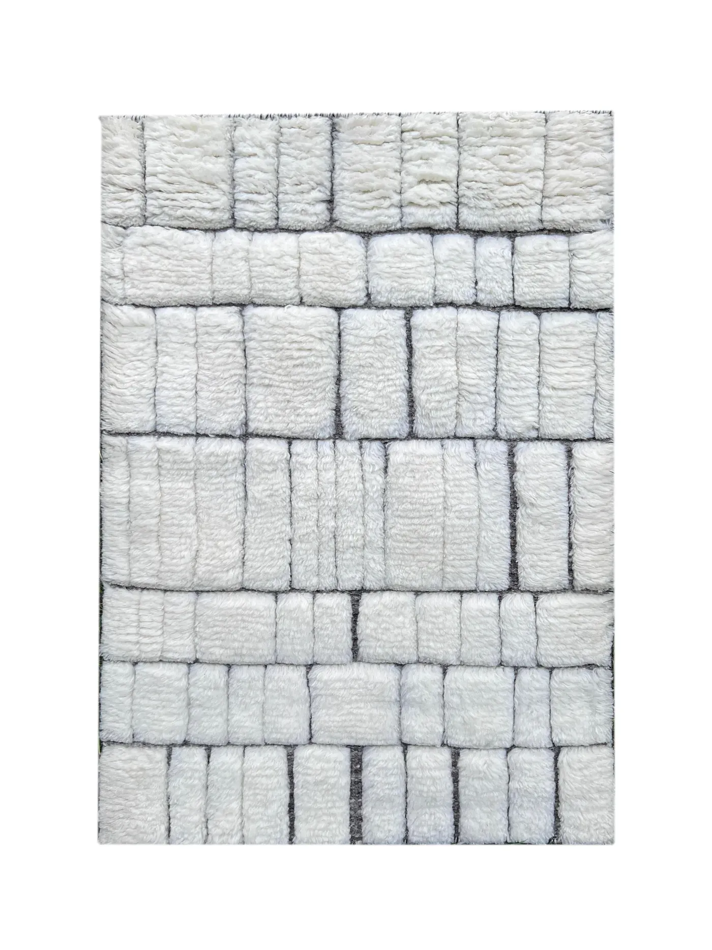 Anselm Rug in white grey, hand-knotted patterned rug, full view