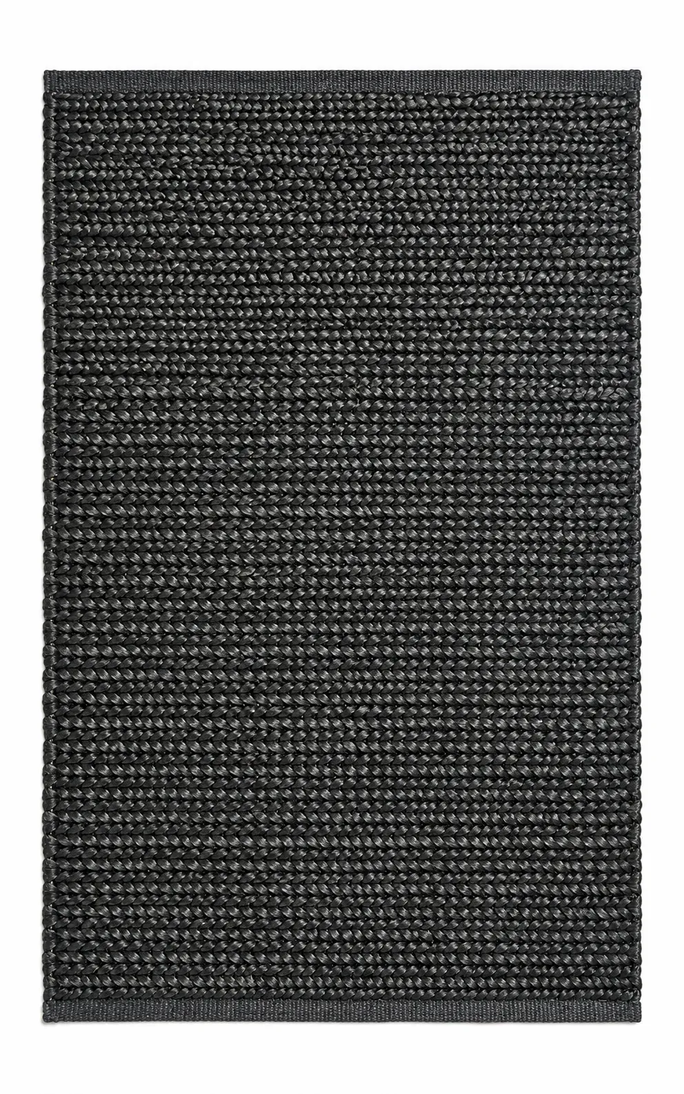 Bastia Rug in black, jute textured plain rug, full view