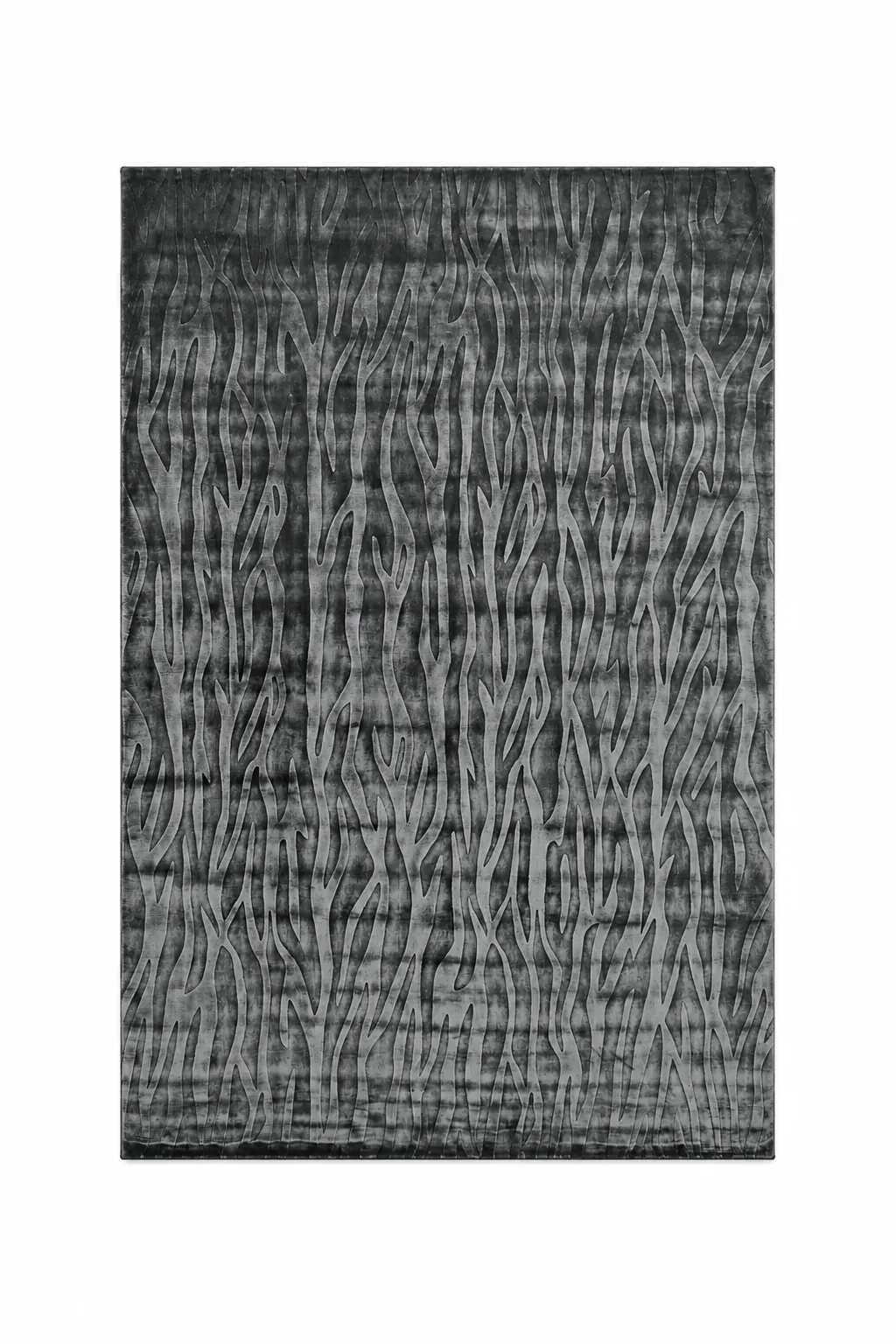 Calloway Rug in charcoal, handloom stencil-pattern rug, full view
