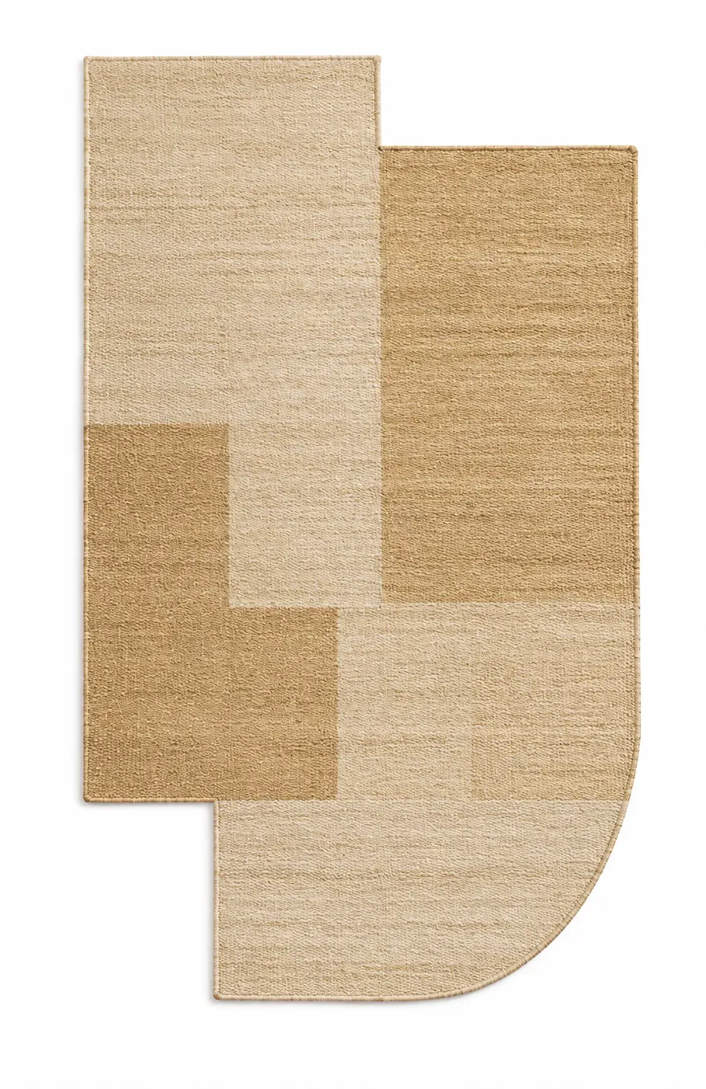 Camellia Rug, jute shaped woven rug, full view