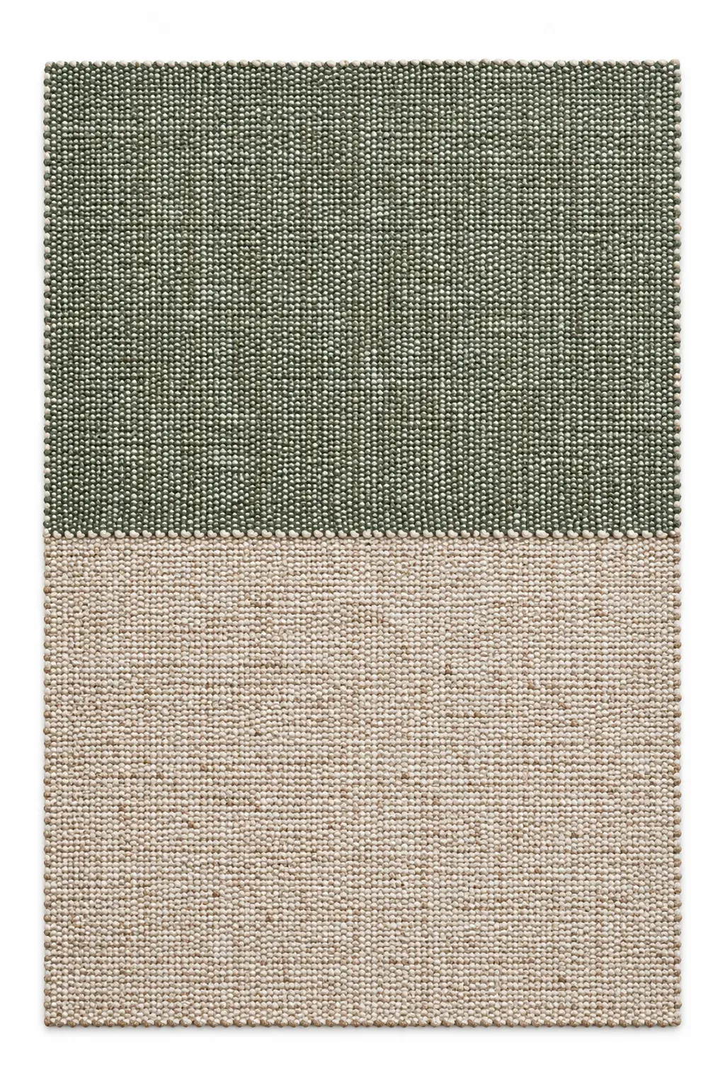 Cordelia Rug in natural olive, jute banded rug, full view