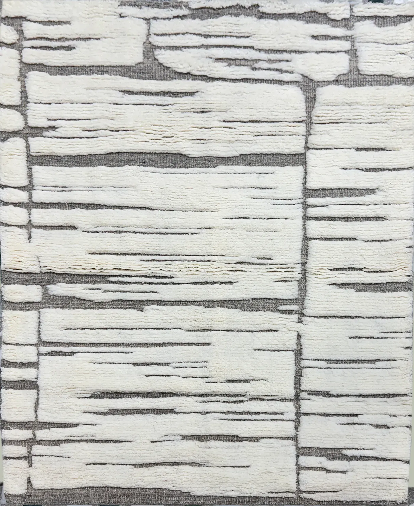 Dalia Rug in grey ivory, hand-knotted patterned rug, full view