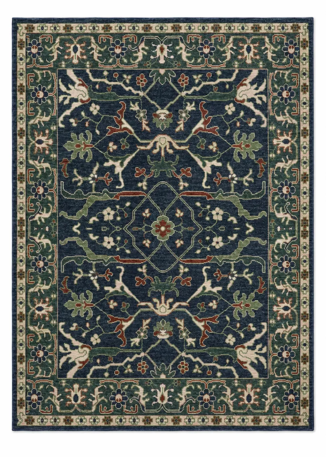 Dario Rug, hand-knotted vintage-style pattern rug, full view