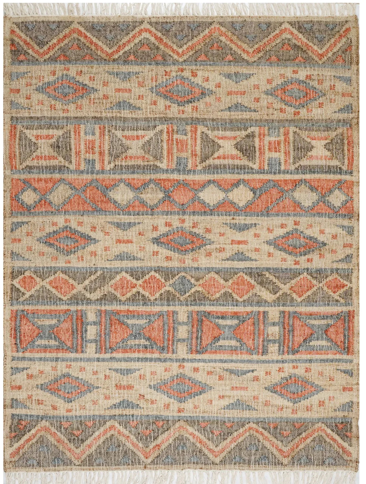 Edith Rug, jute tribal pattern rug, full view