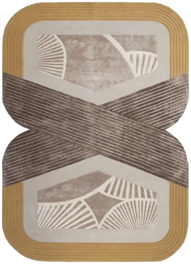 Emil Rug, hand-tufted shaped pattern rug, full view