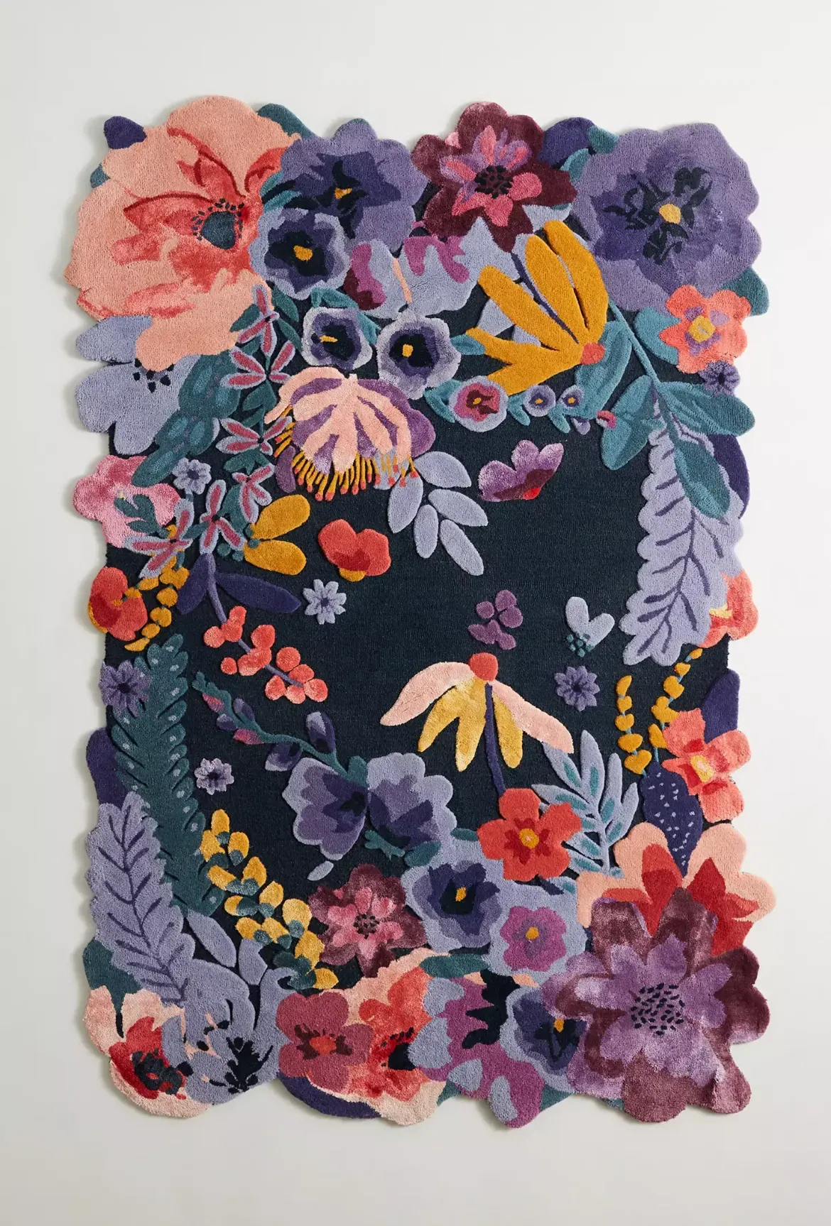 Faye Rug, hand-tufted floral pattern rug, full view