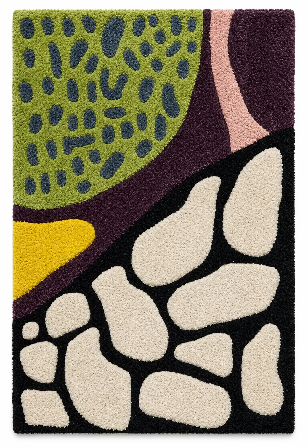 Flint Wall Hanging, green pebble-motif wall hanging, full view