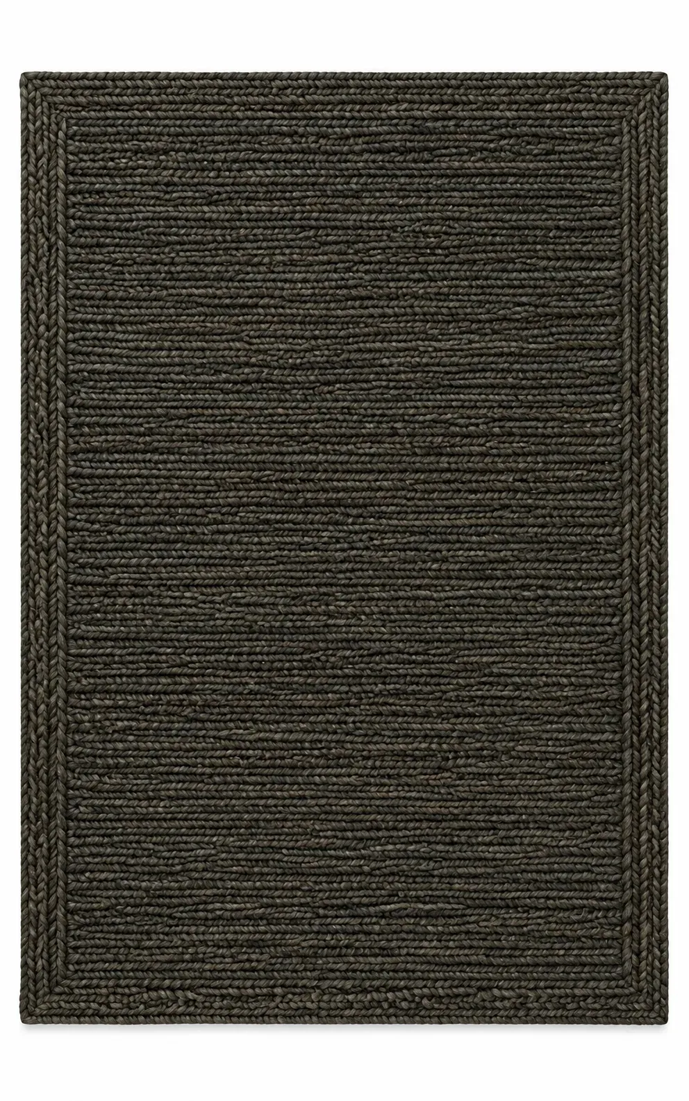 Gauze Rug in charcoal, jute textured plain-look rug, full view