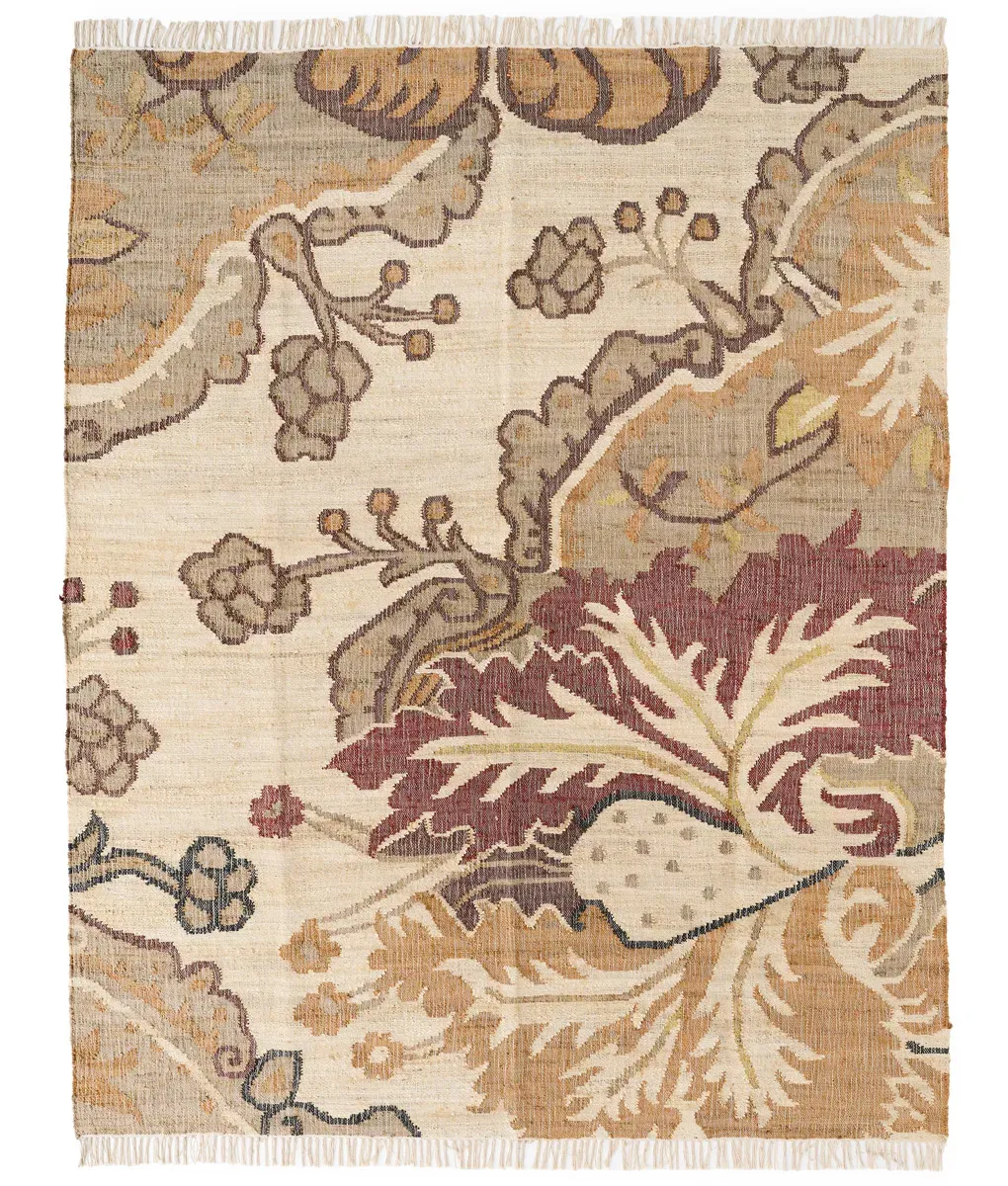 Hesper Rug, jute floral pattern rug, full view