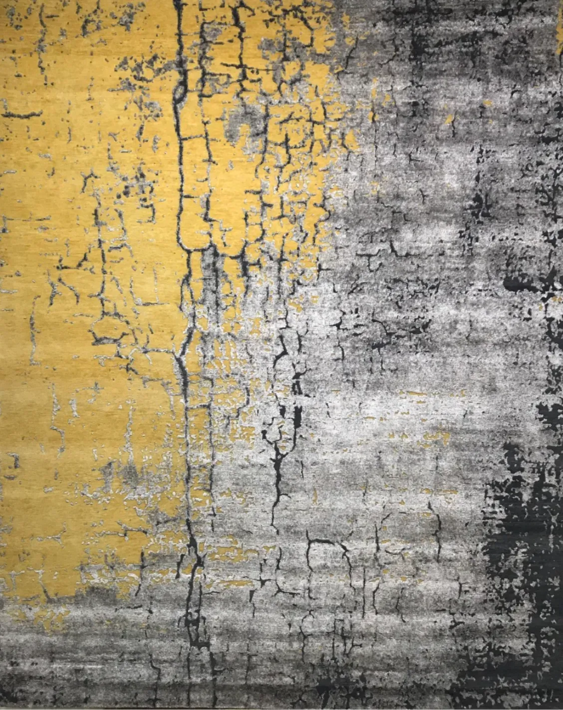 Ilario Rug in gold, hand-knotted patterned rug, full view