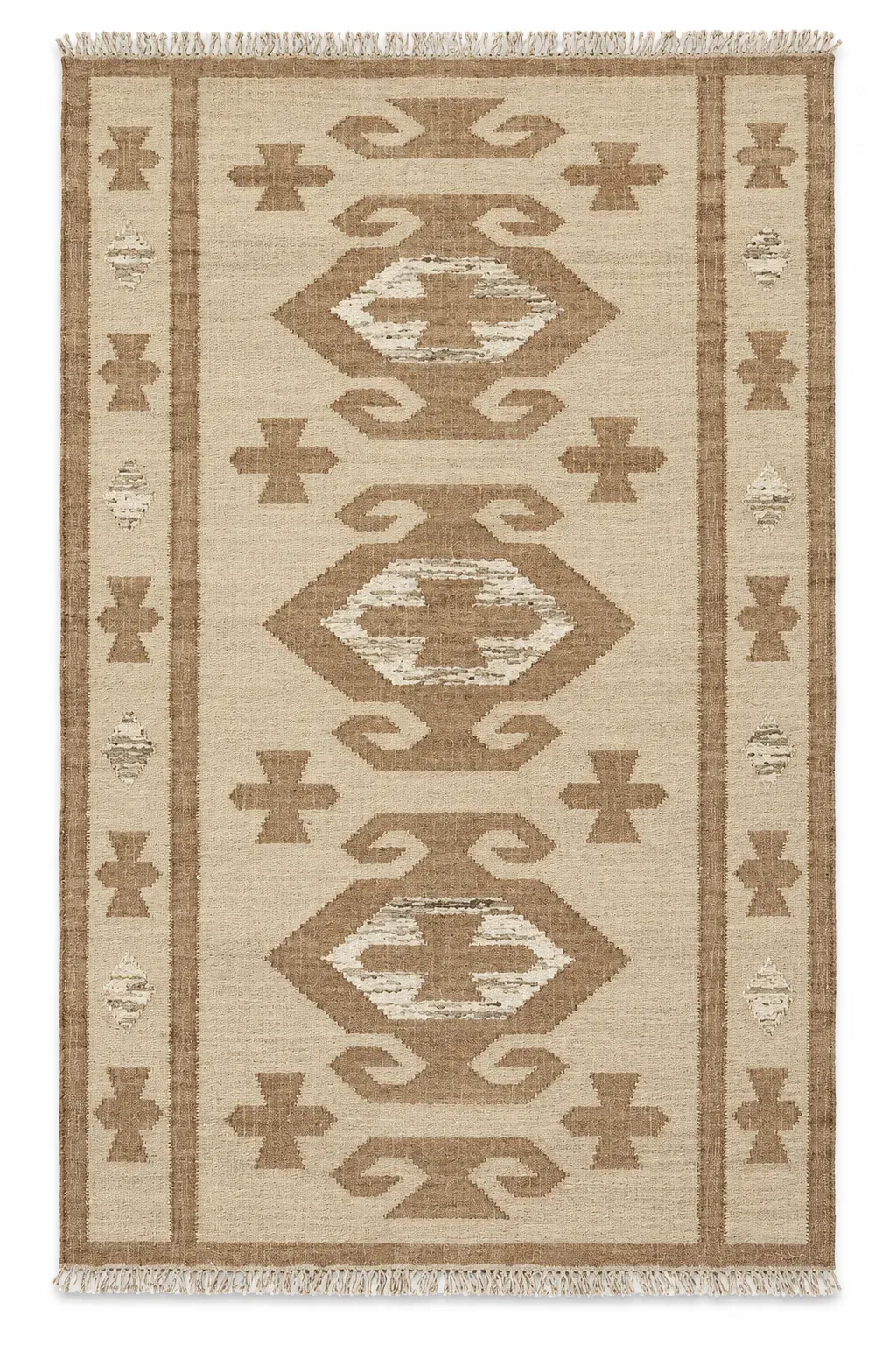Leontyne Rug, jute tribal pattern rug, full view