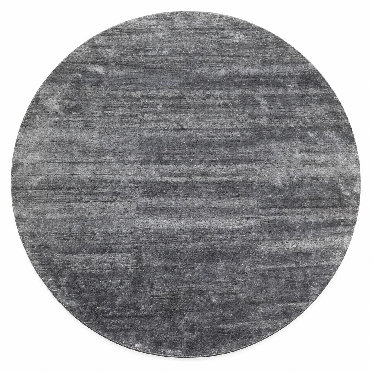 Lucan Round Rug in light grey, hand-knotted round plain rug, full view