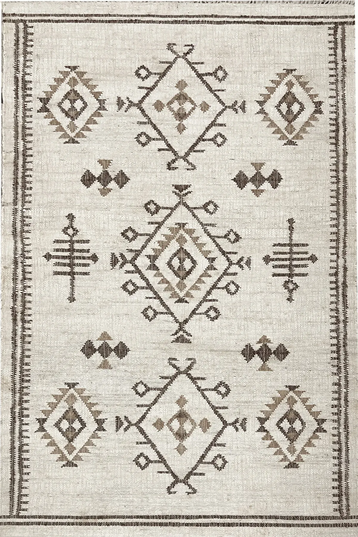Odette Rug, jute tribal pattern rug, full view