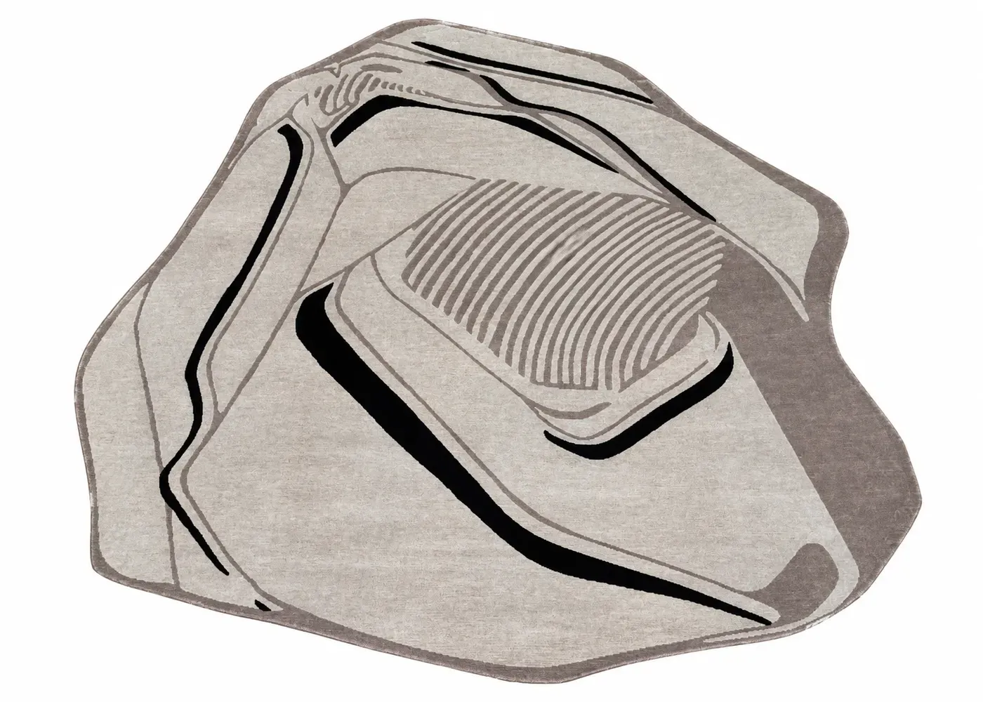 Osprey Rug, hand-knotted shaped rug, full view