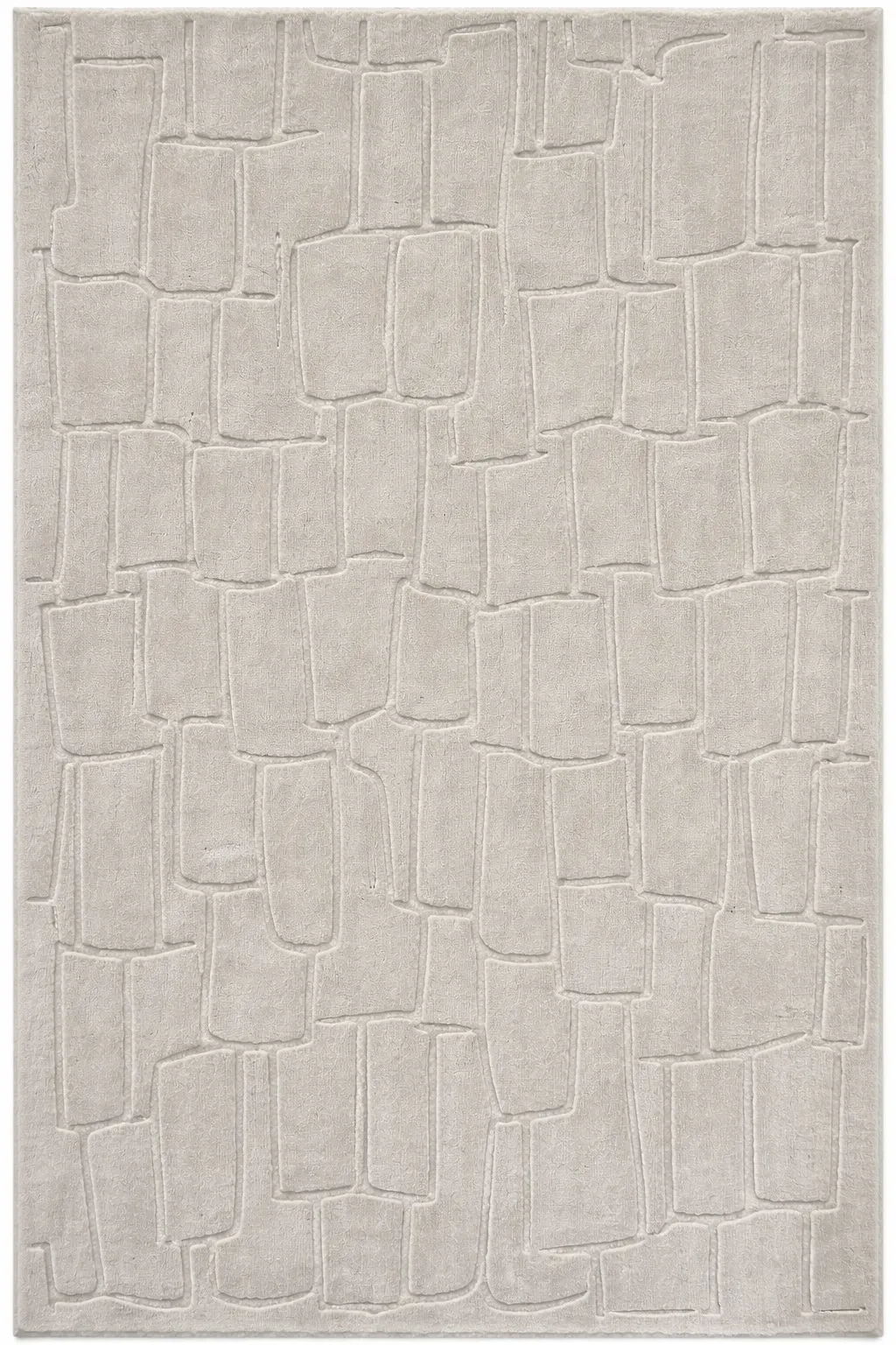 Quillon Rug, handloom stencil-pattern rug, full view