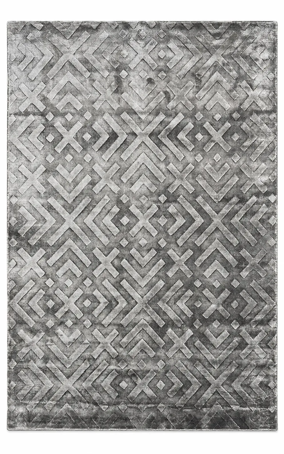 Raine Rug, handloom stencil-pattern rug, full view