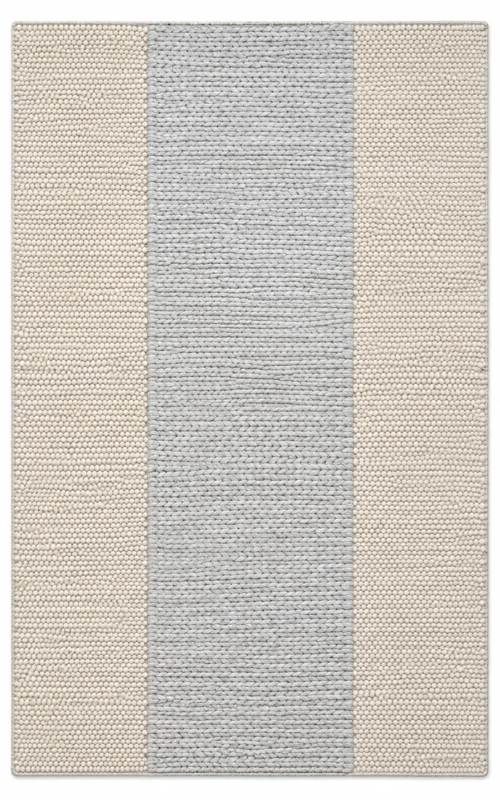 Rowan Rug in ivory silver, flatweave geometric pattern rug, full view