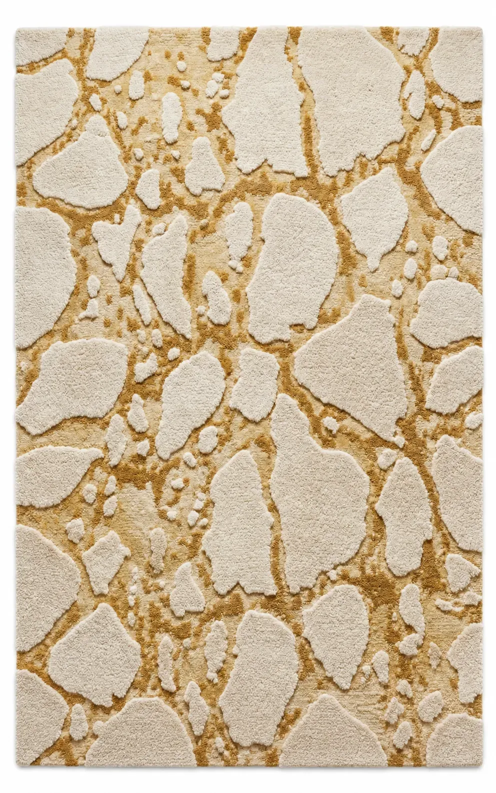 Saffra Rug in yellow, hand-tufted bold plain rug, full view
