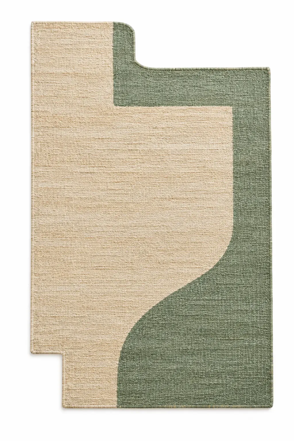 Spindle Rug, jute shaped woven rug, full view