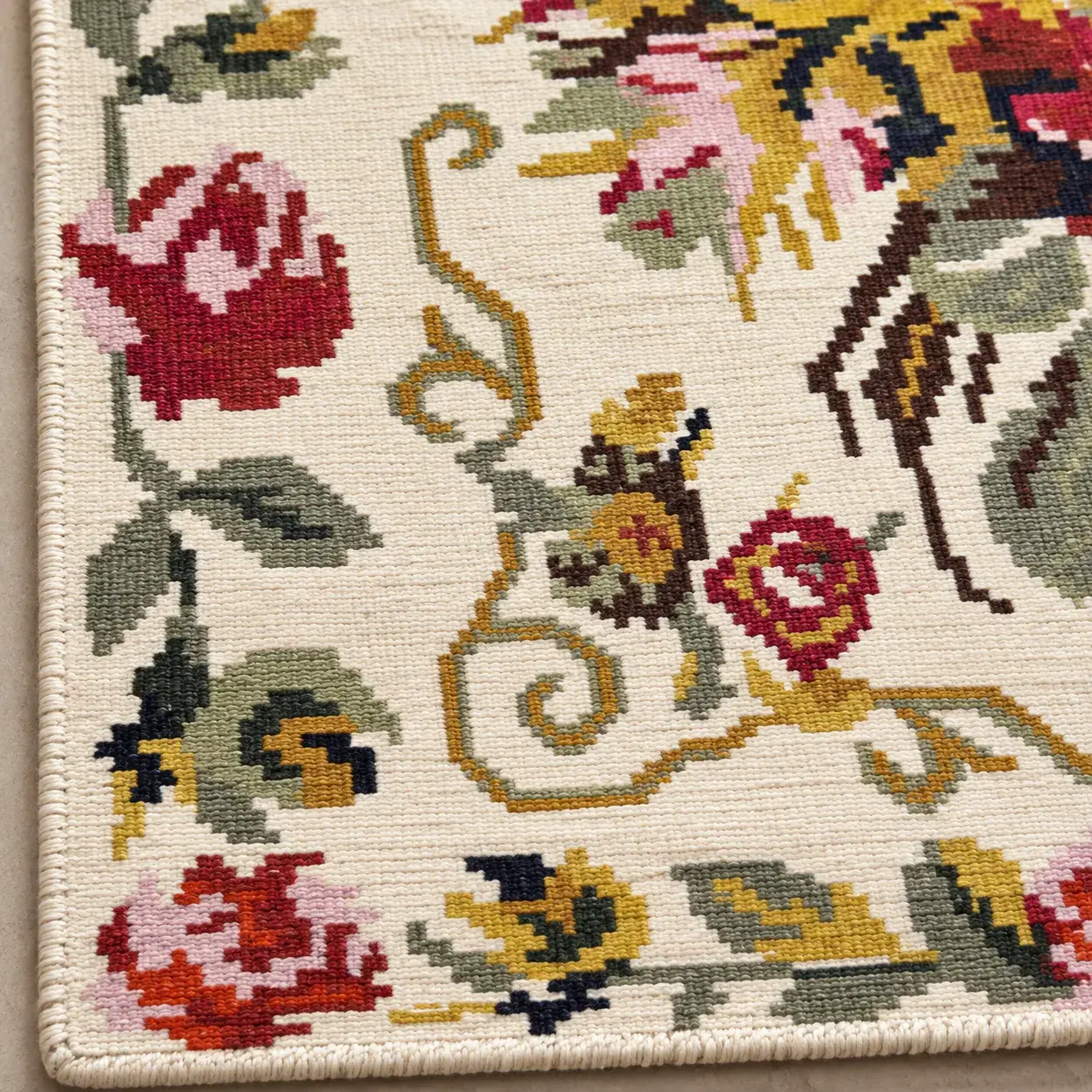 Close view of the Amara Rug showing its texture and detail