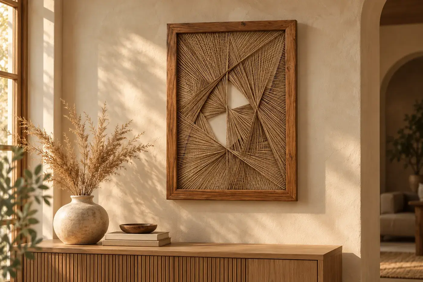 Arden Wall Hanging styled in a room, digitally rendered