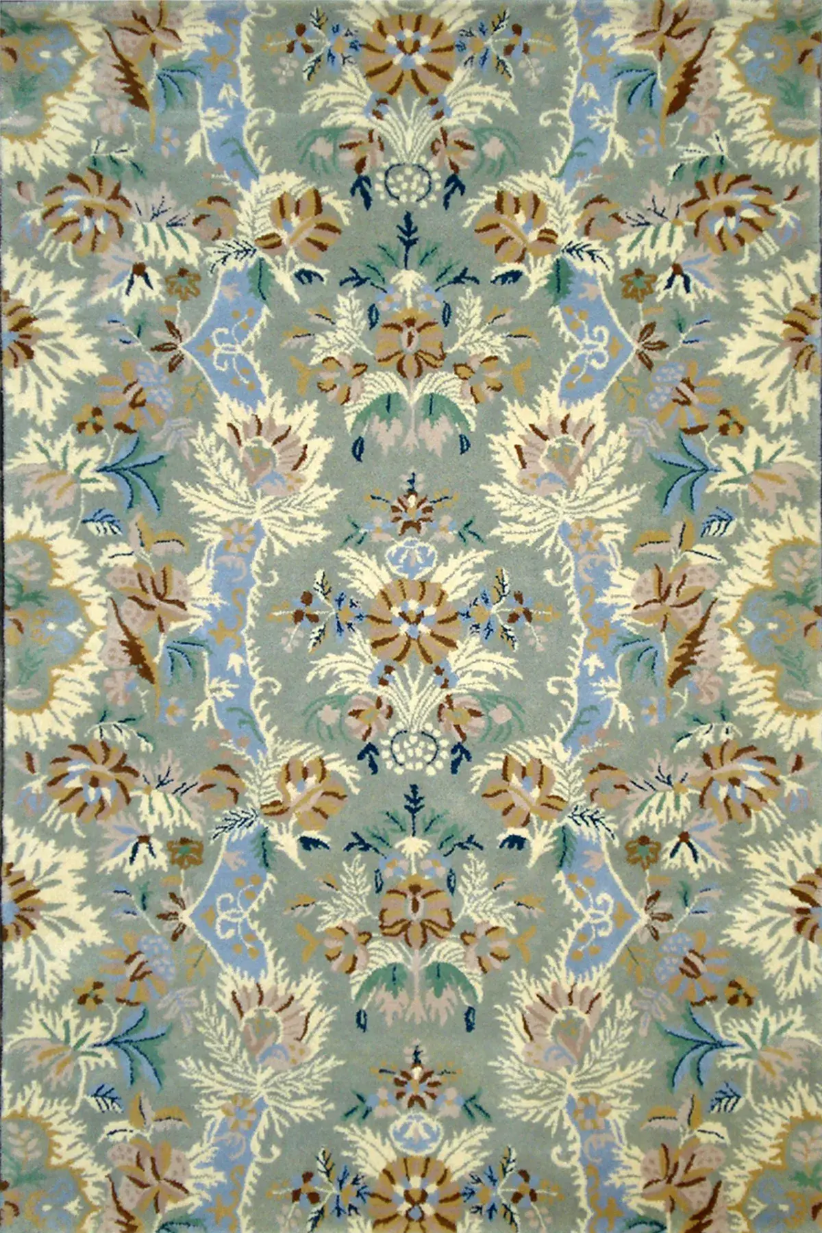 Azalea Rug in blue, hand-tufted floral pattern rug, full view