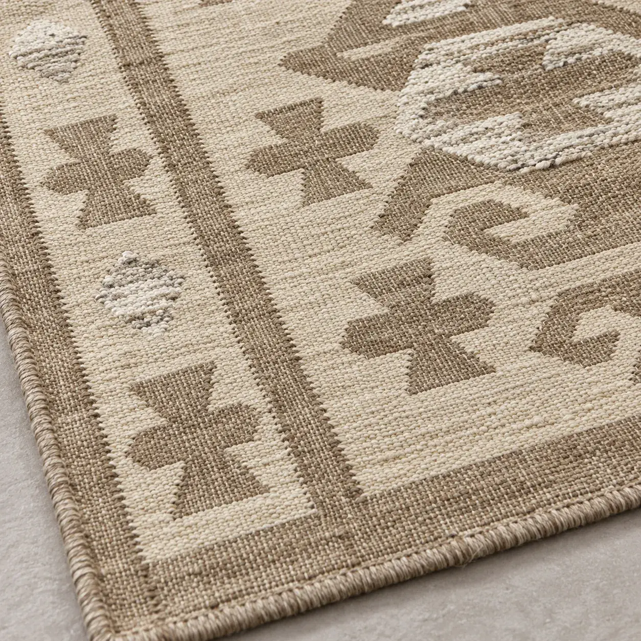 Close view of the Boucle Rug showing its texture and detail