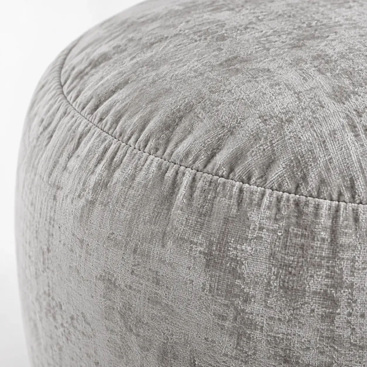 Bruno Pouf in grey styled in a room, digitally rendered