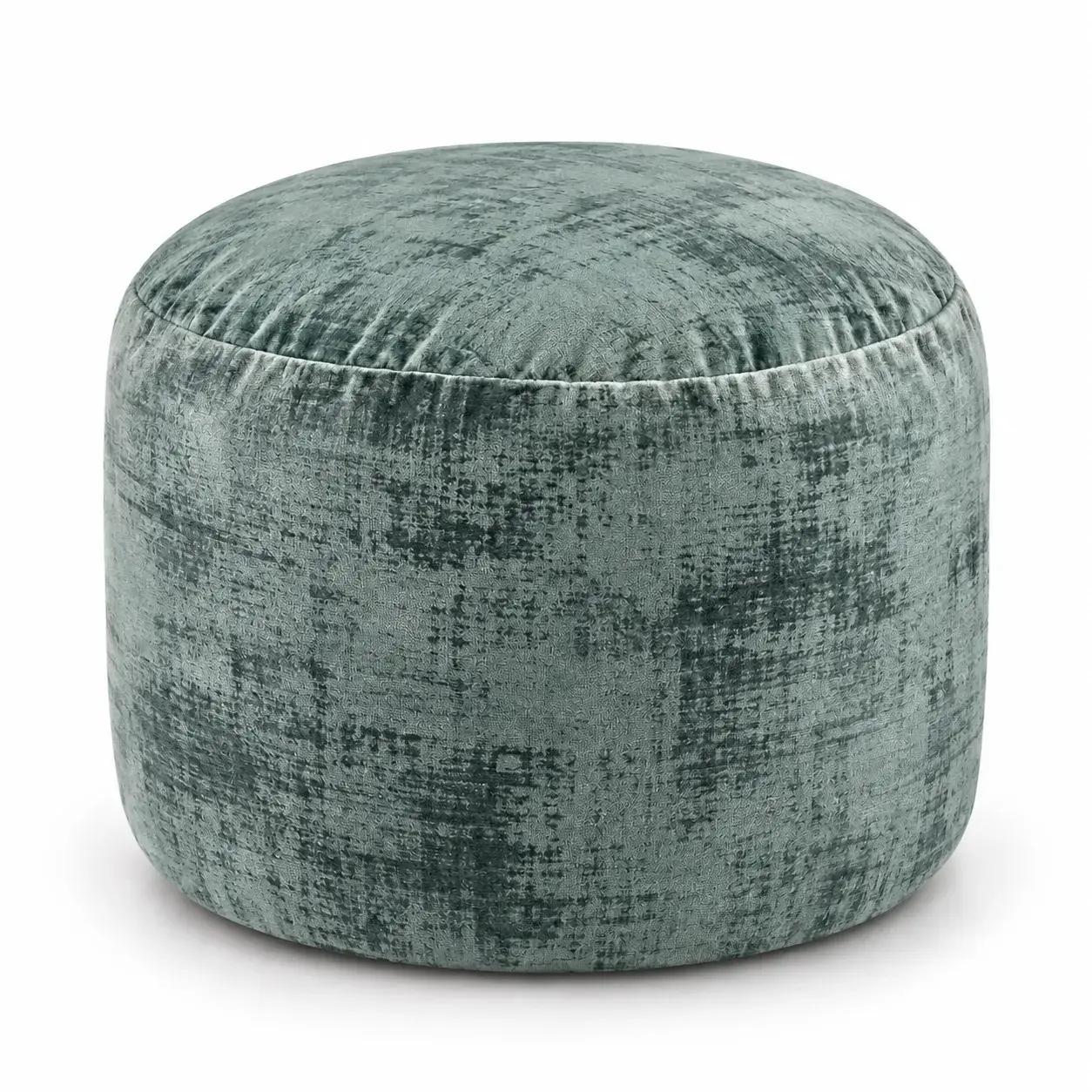 Bruno Pouf in sage, round pouf, full view