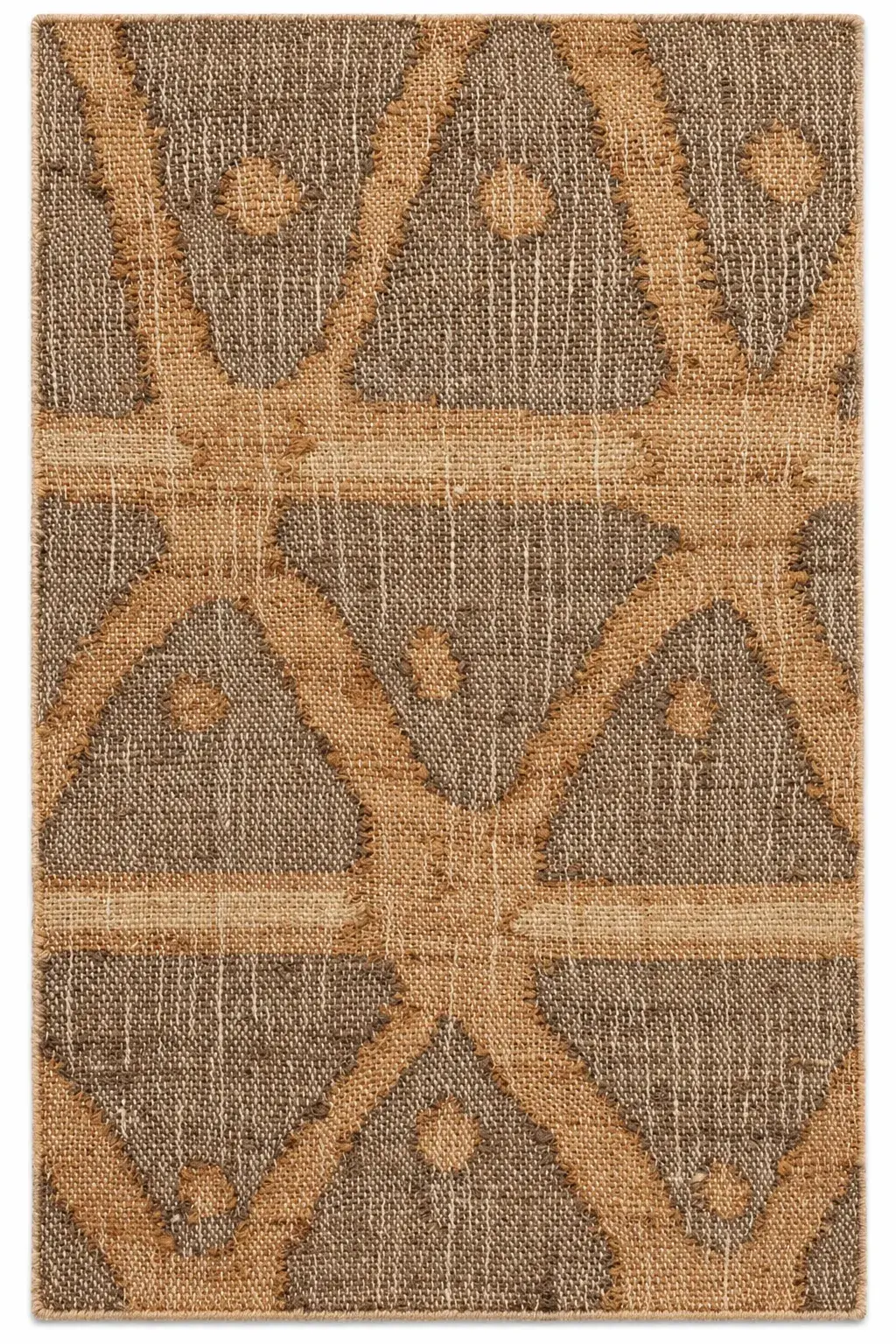 Damask Rug, jute tribal pattern rug, full view