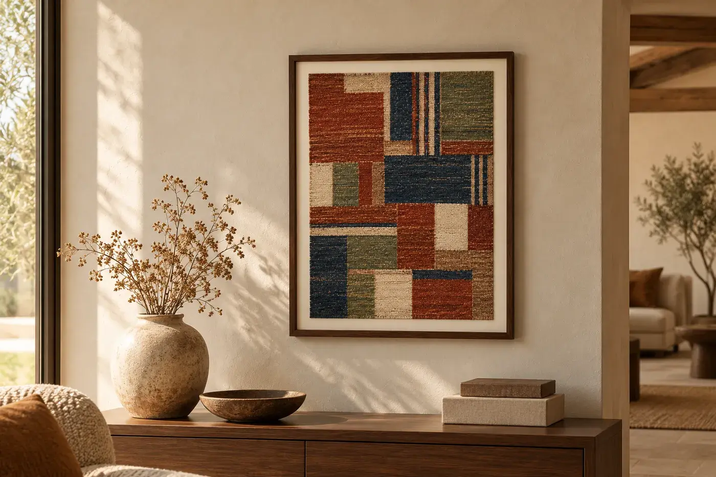 Davin Wall Hanging styled in a room, digitally rendered