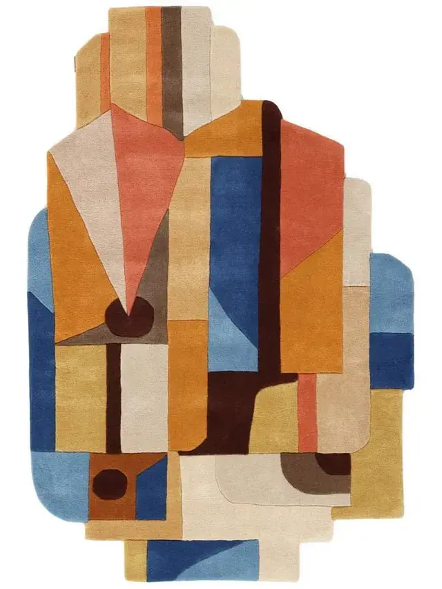 Ilan Rug, hand-tufted shaped pattern rug, full view