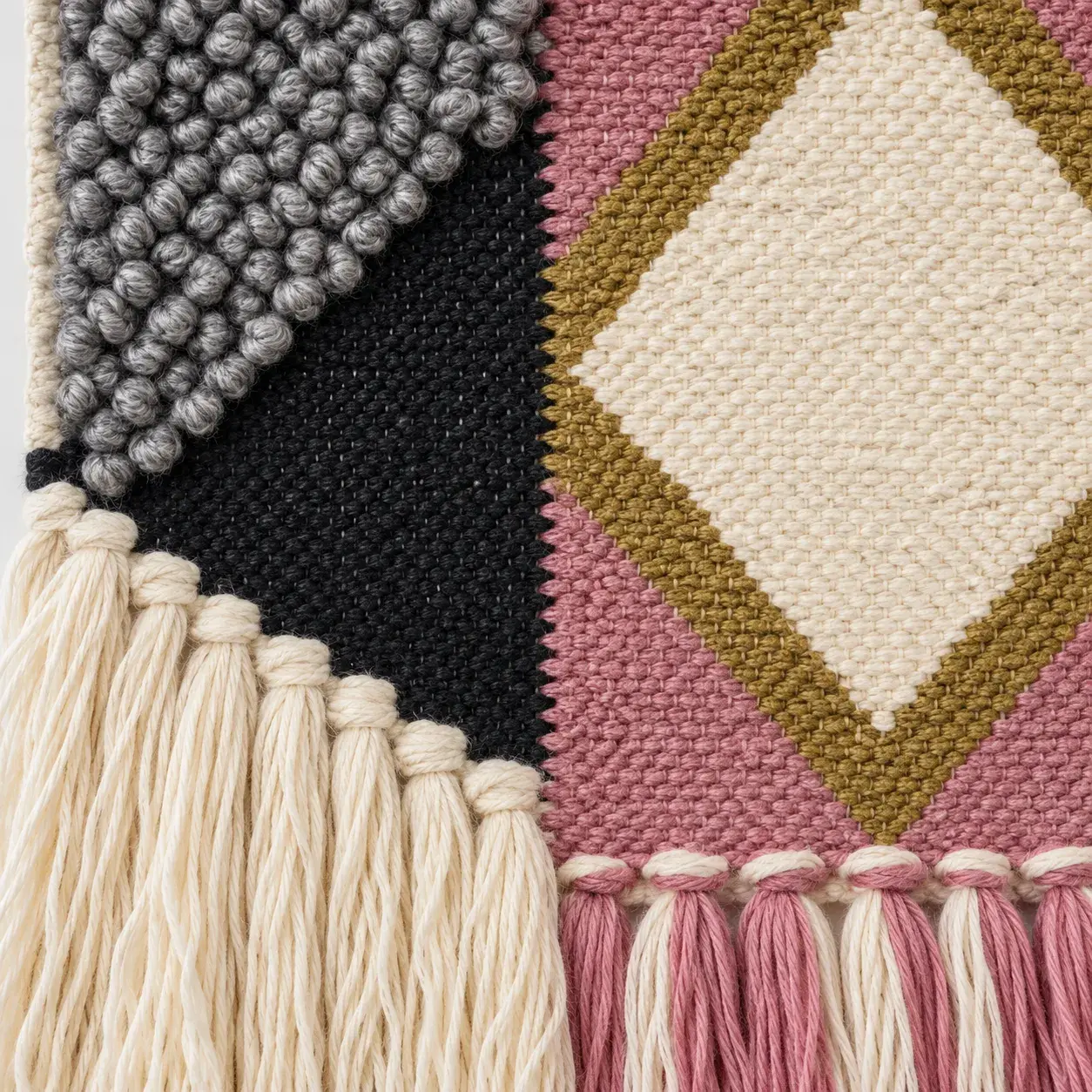 Close view of the Ilex Wall Hanging showing its texture and detail