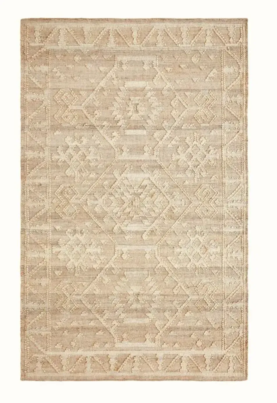 Jacquard Rug, jute tribal pattern rug, full view