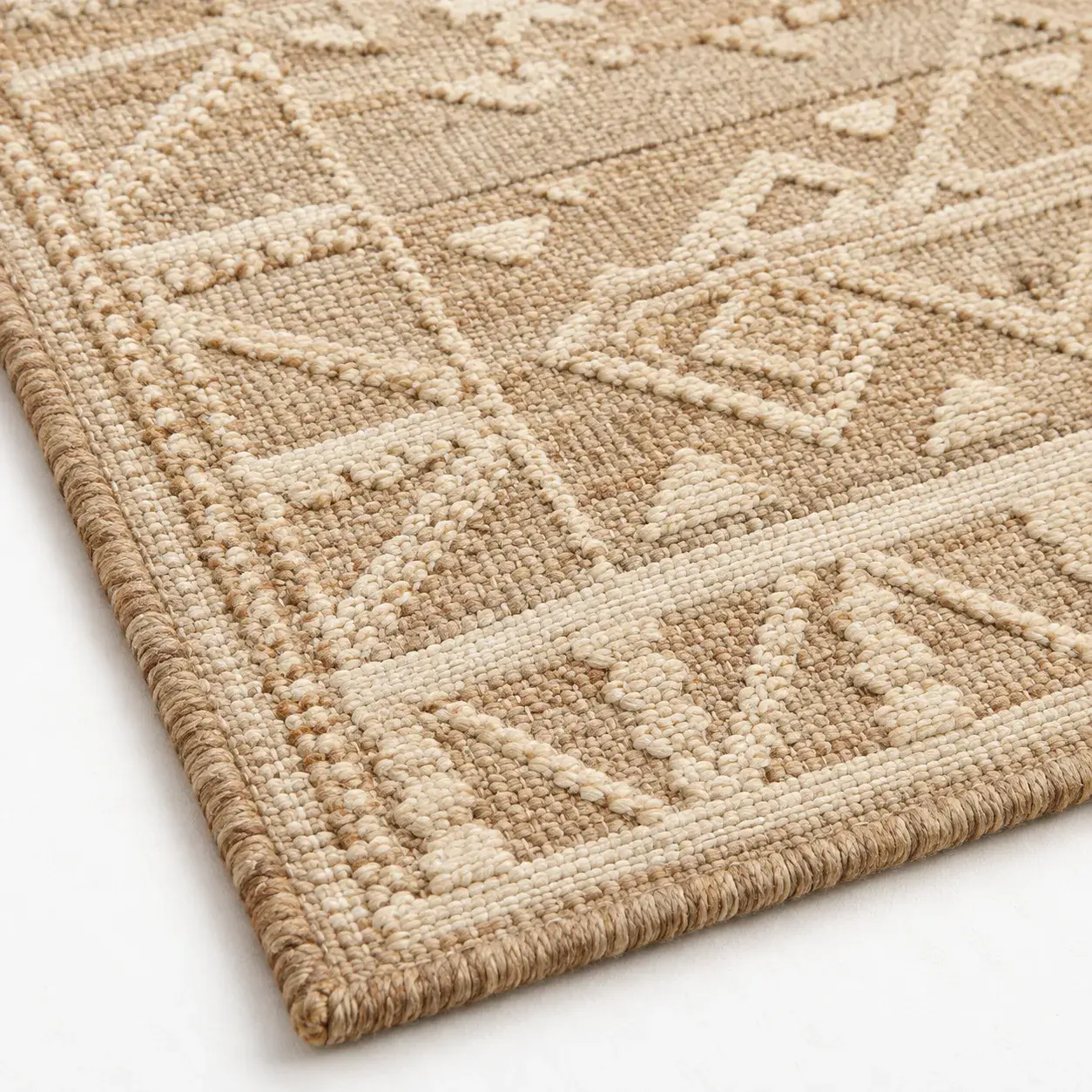 Close view of the Jacquard Rug showing its texture and detail