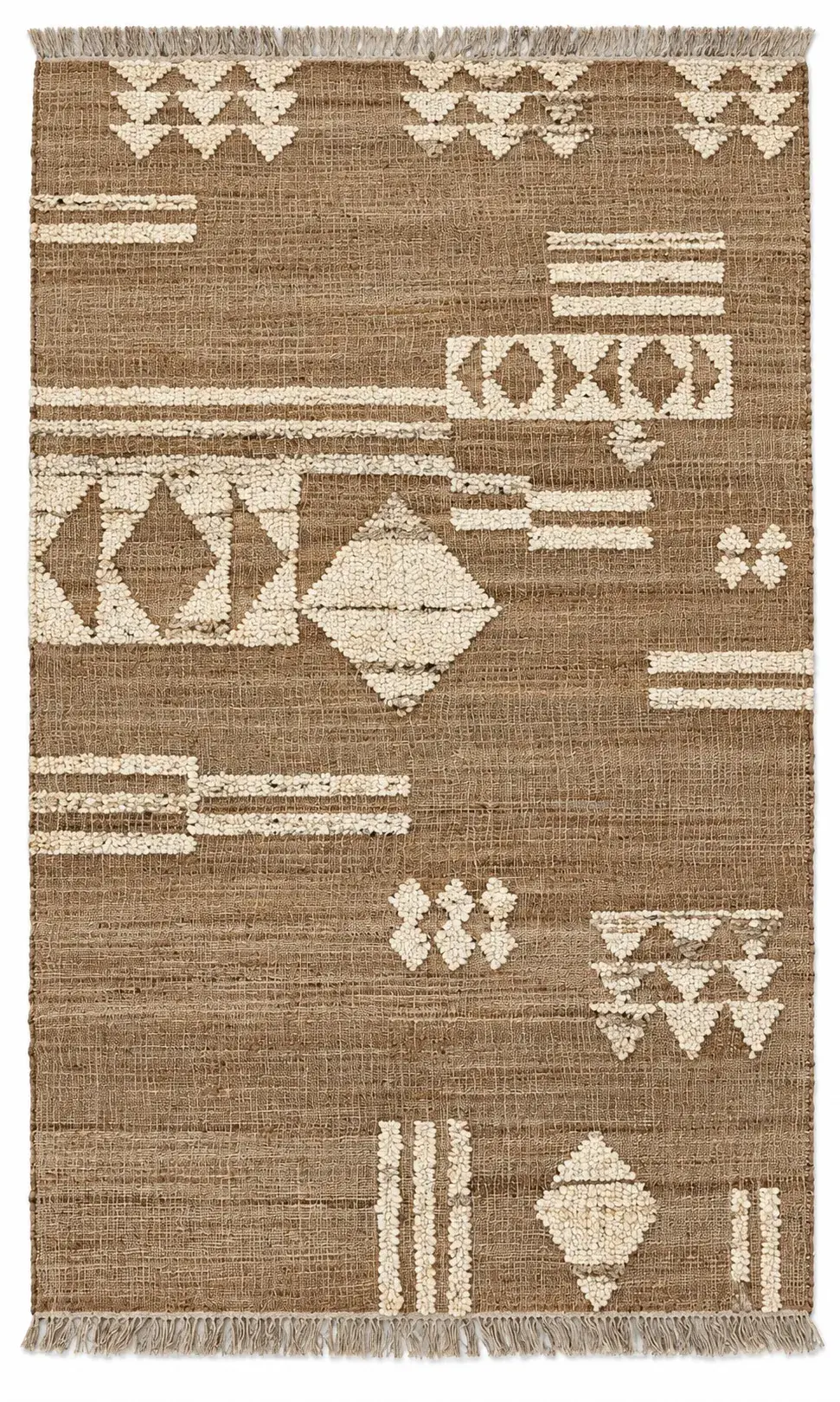 Jetty Rug, jute tribal pattern rug, full view