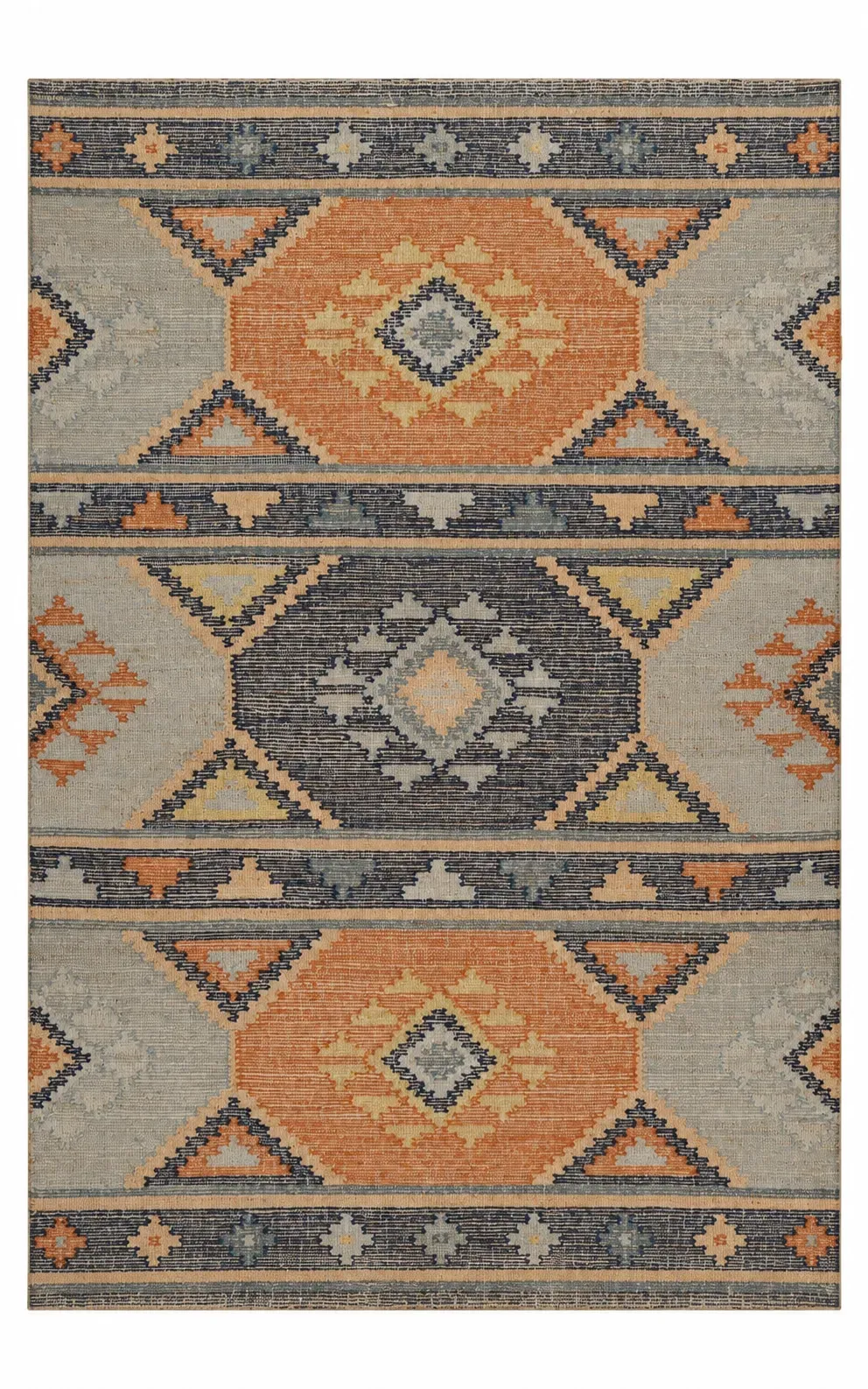 Jubilee Rug, jute tribal pattern rug, full view