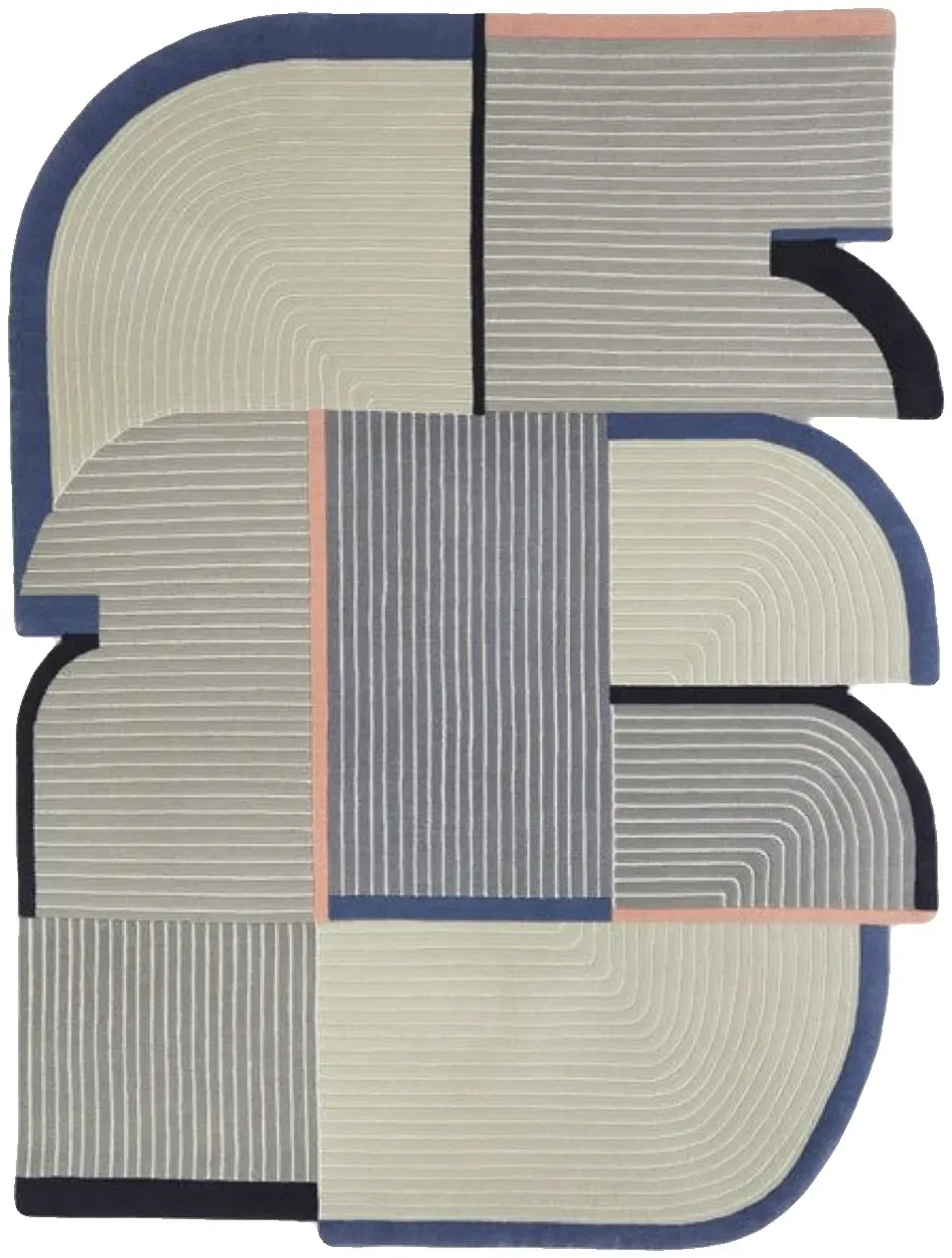 Kenji Rug, hand-tufted shaped pattern rug, full view