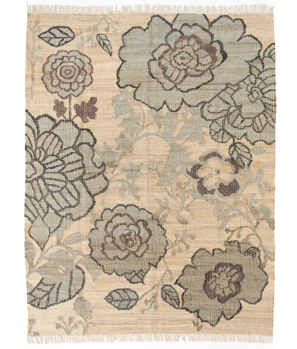 Lavinia Rug, jute floral pattern rug, full view